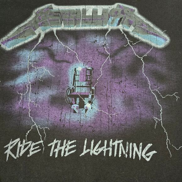 NWOT Mens Licensed Black Metallica Ride the Lightning Terry Tunic T-Shirt Size S - Picture 4 of 7